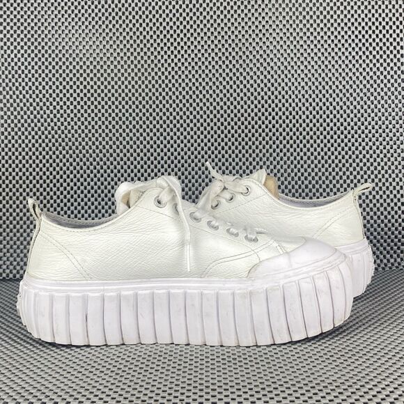 Diesel S-Hanami Sneakers Womens Size 7 White Leather Low Top Platform Lace Up - Picture 3 of 13